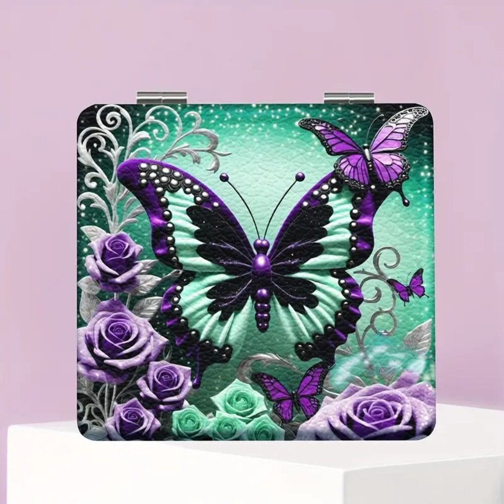 1pc   Butterfly Compact Folding Makeup Mirror